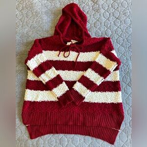 NWT Miracle oversized hooded sweater burgundy & white stripes - super soft! M/L